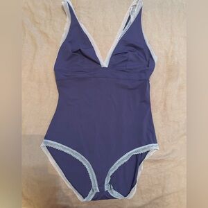 Victoria's Secret Purple One-Piece with White Lace Trim